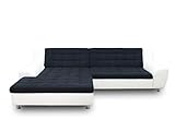 DOMO. collection Ecksofa Morton, Schlafsofa in L-Form, Eckcouch aus Leder mit edlem Microfaser-Polster, Sofa mit Schlaffunktion, Couch, 304 x 200 x 84 cm (BxTxH), schwarz/weiß