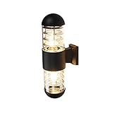 HQHYGM Vintage Außenwand schwarz Wandlampen Ip65 wasserdicht Outdoor Wandlaterne Retro Außenleuchten Wandeinbauleuchte Hausleuchten mit Glas für Garage auf Veranda / 6000K
