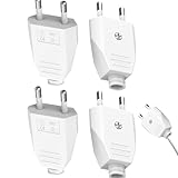 4 Stück Eurostecker,Flachstecker 250v 2.5a,Plug,Stecker 2 Polig,Stromstecker,Eurokupplung,Eurostecker Flach,Stromstecker Für Europa(Weiß)