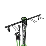 QLS Handels Skihalterung S3 Wand Skihalter für 4 Paare 83 cm Nordic Walking Trekking Stöcke Skiträger Hakenleiste mit schützender Gummierung zur platzsparenden Aufbewahrung