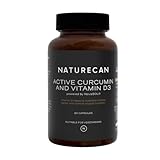 Naturecan Aktive Kurkuma Kapseln mit Vitamin D3 enthält 500mg Kurkumin und 30mg aktive Kurkuminoide pro Kapsel, wirkt stark entzündungshemmend - 180 Kapseln