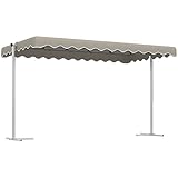 Outsunny Standmarkise 4,02 x 2,27 m Gartenmarkise mit 360° Drehbarem Dach, Ausziehbare Markise, Sonnenschutz für Terrasse, Garten, Balkon, Polyester, Khaki