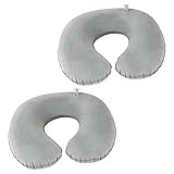 2er Pack Aufblasbare Reisekissen Nackenstützkissen, Nackenkissen Flugzeug Aufblasbar Praktisches und Komfortables Nackenhörnchen für Reisen, Auto, Zug und Flugzeug, Platzsparend und Leich (Light Gray)