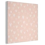 MuchoWow© Filz Bild als Akustikpaneele 40x40 cm Schlafzimmer Bilder Wand Deko Wohnzimmer Modern Wanddeko Schallschutz Akustikbild Abosrber Herz - Muster - Koralle