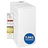 Exquisit Toplader Waschmaschine 7,5kg, schmal, 1200 U/Min, Energieklasse A, LTO51207