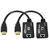 XMSJSIY HDMI-Extender, HDMI-Stecker auf RJ45-Netzwerk-LAN-Extender, 60 m Konverter, Repeater über Cat 5e/6, 1080p bis zu 60 m Verlängerung für HDTV, HDPC, PS4, STB, 4K, 2K (60 m)