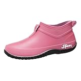Generisch Kurze Regenstiefel Für Damen,Regenschuhe Damen Wasserdicht,rutschfest Keilabsatz Kurzstiefel Gartenschuhe rutschfeste Leichte Stiefeletten Outdoor wasserdichte Schlupfstiefel