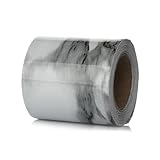 IUVYTA Marmorierte Wandrand-Aufkleber, Selbstklebende Vinyl-Aufkleber, Taillenlinie, Tapete, wasserdichte Fußleiste, Wohnzimmer, Heimdekoration Sockelleiste Selbstklebend(White-Grey-5cm x 5m)
