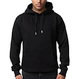 Smith & Solo Herren Kapuzenpullover – Sweatshirt Pullover Rundhals – Langarm – Slim – Fit – Training – Hoodie – Pulli – Hochwertige Baumwollmischung Männer Jungen (S, Schwarz)