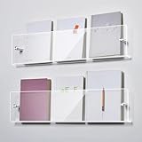 Zeitschriftenhalter aus Acryl, Wandhalterung, 21,6 x 28,9 cm, transparent, Aufbewahrungsregal für Akten, Zeitungen und Literatur, Kinderzimmer, hängendes Bücherregal, 2 Etagen, groß, 50 cm