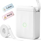NIIMBOT Namensaufkleber Etikettendrucker, D110 Bluetooth Etikettiergerät, mit wasserdichte Etiketten 155 Stück/Rolle, Für Zuhause Büro Schule Kindergarten