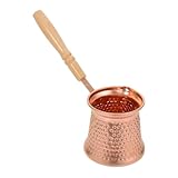 OUNONA Türkische Kaffeekanne aus Kupferlegierung mit Holzgriff Herd Topf für Milch und Saucen Komfortabel Leicht Reinigen für Kaffeeliebhaber