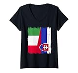 Damen Italien Slowakei Halbflagge Trikot Italienische slowakische Wurzeln T-Shirt mit V-Ausschnitt