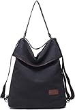 Travistar Damentasche Rucksack – Vintage Umhängetasche aus Segeltuch Handtasche Damen Rucksack Hobo Frauen Reise für Büro Schule Ausflug Shopping, Schwarz, L, Vintage