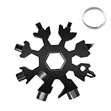 18-in-1 Schneeflocken Multi-Tool,Tragbare Edelstahl Multifunktionswerkzeug Sechskantschlüssel Multi-tool MultitoolEdelstahl für Campingabenteuer (Schwarz)