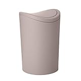 TATAY Badezimmer Mülleimer mit Schwingdeckel 6L | Kompaktes und Modernes Design | Robustes Kunststoffmaterial und Leicht zu Reinigen | 19 x 19 x 28 cm – Taupe