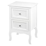 WOLTU Nachttisch Sofatisch Nachtkommode Nachtschrank mit 2 Schubladen für Schlafzimmer Wohnzimmer aus MDF Weiß TS119ws