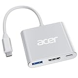 Acer USB-C Multiport Adapter mit 4K HDMI, 3-in-1 HDMI Hub mit PD 100W-Aufladung, USB 3.0 Hub Kompatibel mit MacBook Pro/Air, iPad Pro/Air, iPhone 15, Tablets, Switch und mehr – Silber