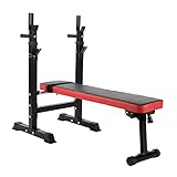 Ultrasport Unisex – Erwachsene Hantelbank mit Ablage, mit Dip-Barren-Vorrichtung, Schwarz/Rot, 110x55x117 cm