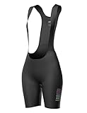 LAMEDA Fahrrad Trägerhose Fahrradhose Damen Kurz Gepolsterte Bib Shorts Sommer Atmungsaktiv Elastisch Radhose für Radfahren Rennrad Schwarz M