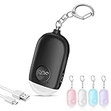 Hion Taschenalarm Frauen,130DB Wiederaufladbar Persönlicher Selbstverteidigung Alarm mit LED-Beleuchtung,Panikalarm Handtaschenalarm Schlüsselanhänger für Frauen,Kinder,ältere Menschen（Schwarz）