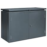 osoltus Premium Mülltonnenbox grau 200 x 84 x 127cm mit klappbarem Deckel Mülltonnenverkleidung