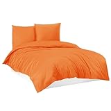 Mixibaby Bettwäsche Bettgarnitur Bettbezug 100% Baumwolle 135x200 155x220 200x200 200x220, Farbe:Orange, Größe:135 x 200 cm