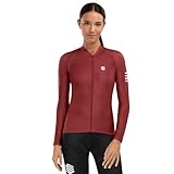 SIROKO - Langärmeliges Radtrikot für Damen M2 Cherry - M - Bordeauxrot/Weiß