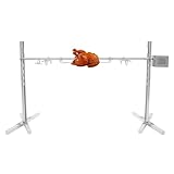 Caskunbsy Elektrischer Grillrost Edelstahl (40kg/30 Personen) -spanferkel Grill 360° Drehfunktion,5-Fach Höhenverstellung, 220V/20W,EU-Stecker - Ideal für Camping/Garten/Grillparty