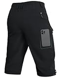 Moosehill 3/4 Kurze-Hosen-Herren-Cargo-Shorts-Bermuda Outdoor 6 Taschen Leichte Wasserdicht Cargohose Wanderhose Arbeithose Männer Kurz MTB Fahrrad Sport Sommer Activewear-Shorts(Schwarz,L)