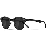 Occhsouo Polarisierte-Halbrahmen-Sonnenbrille-Unisex-Sonnenbrille-Herren-Damen Klassische Retro UV400 Schutz Rechteckig Sonnen brille Metallrahmen Autofahren Reisen(1-Schwarz/Schwarz)