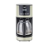 KHG Kaffeemaschine KA-184 (C) Creme, 12 Tassen, 1,5 L, 900W, Abschaltautomatik, Permanentfilter, Glaskanne, Timer-Funktion, LCD-Display mit Uhr, Tropfstopp, spülmaschinengeeignet