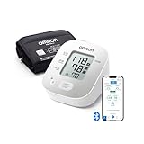 OMRON X2 Smart+ klinisch validiertes Oberarm-Blutdruckmessgerät mit Bluetooth + kostenloser App, Prüfsiegel der Deutschen Hochdruckliga für genaue Messergebnisse, Universalmanschette 22-42 cm