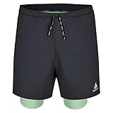 Odlo Herren 2-in-1 Laufshorts ESSENTIALS 5 INCH, black - loden frost, L