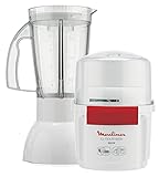 Moulinex AR6801 Chopper & Blender La Moulinette 800 W + Blender Double Blade Edelstahl 200 g und 750 ml 1-2-3 Früchte weiß/rot