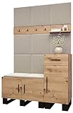 MEBLE KRYSPOL Garderobe Artin Set 5 mit gepolsterten Paneelen Industriell Design (Artisan Eiche + Manila 02 (Creme))