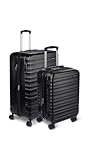 Amazon Basics Hartschalen-Reisegepäck, ABS Hartschalen-Trolley mit 4 Rollen, 2-Teiliges Set, (55, 78 cm), Schwarz