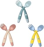 6 Stück Kinderbesteck Ab 1 Jahr, Esslernbesteck, Lernlöffel Baby, Esslernlöffel Baby, Baby Besteck, Baby Lernlöffel, Esslernlöffel, Besteck Baby, Babylöffel, Baby Gabel(Grün, Gelb, Rose)