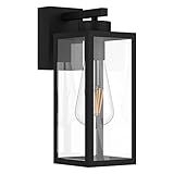 K-Bright Wandleuchte außen (Laterne) IP65 wasserdicht Schwarz (1 flammig, E27) Vintage Outdoor Wandlampe, max. 40 Watt, ußenleuchte für Terrasse u. Hof (Glühbirne nicht enthalten).