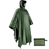 Andake Regenponcho Wasserdicht Herren Damen Unisex Regenjacke Winddicht Wiederverwendbar Regenmantel Regencape Reißfest für Camping Wandern Draussen und Täglicher Gebrauch Dunkelgrün