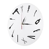 Cabilock 3st Wanduhr Schallplattenuhr Aus Vinyl Vinyl-schallplatten-dekor Friseur Friseur Uhr Vintage Uhr Friseursalon Wandkunst Friseursalon Wanddekoration Zeitschaltuhr Haar Acryl Weiß