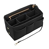 Nircho Handtaschen Organizer, Filz Taschenorganizer mit Entnehmbare Fächer, Große Kapazität Handtasche Einsatz, Handtaschenordner Organizer mit Schlüsselkette, Innentaschen für Handtaschen - Schwarz