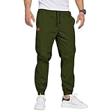 ZOXOZ Herren Hose Chino Cargohose Herren Jogginghose Herren Sweatpants Baumwolle Casual Freizeithose Elastische Taille mit Kordelzug Sporthose Herren mit Taschen Armeegrün L