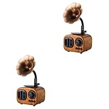 Uonlytech 2 STK Geschenk Heimlautsprecher tragbare Lautsprecher Stereo-Lautsprecher led Wandleuchte innen USB tatsächl tv Radio tragbarer Lautsprecher Retro-Lautsprecher Mini Abspielgerät b7