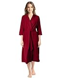 NY Threads Luxuriöser, leichter Damen-Bademantel/Frauen Morgenmantel aus weichem Poly-Baumwollstrick (X-Groß, Burgunderrot)