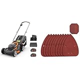 WORX WG743E Akku-Rasenmäher 40V – Profi Rasenmäher mit Mulchfunktion & PowerShare Akku – Rasenmähen ohne Kabel – Ideal für Gärten bis zu 500m² & WA2069 Schleifblatt-Set für WX648 Detailschleifer