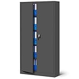 Jan Nowak Metallschrank Jan 185 x 90 x 40 cm - Metall Aktenschrank Abschließbar mit 2 Türen, Mehrzweckschrank mit 5 Ebenen, Büroschrank aus Stahlschrank mit Pulverbeschichtung - Anthrazit