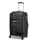 MODO by Roncato MD1 mittelharter erweiterbarer Trolley mit TSA, Schwarz, Media, Hartschalenkoffer mit erweiterbarem Mittelteil und Lenkrollen