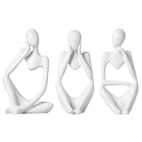 lomdung 3 Stück Harz Skulptur Ornamente Denker, Abstrakte Figur Minimalistische Kunst, Mini Denker Skulptur Deko, Skulpturs Set für Zuhause Wohnzimmer Schlafzimmer Bücherregal Büro Desktop Dekoration