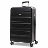 Aerolite Koffer Groß 77cm 100L Leicht Hartschale ABS 4 Rollen Spinner Reisekoffer Trolley L Größe mit TSA Zahlenschloss für Aufgabegepäck (Schwarz)